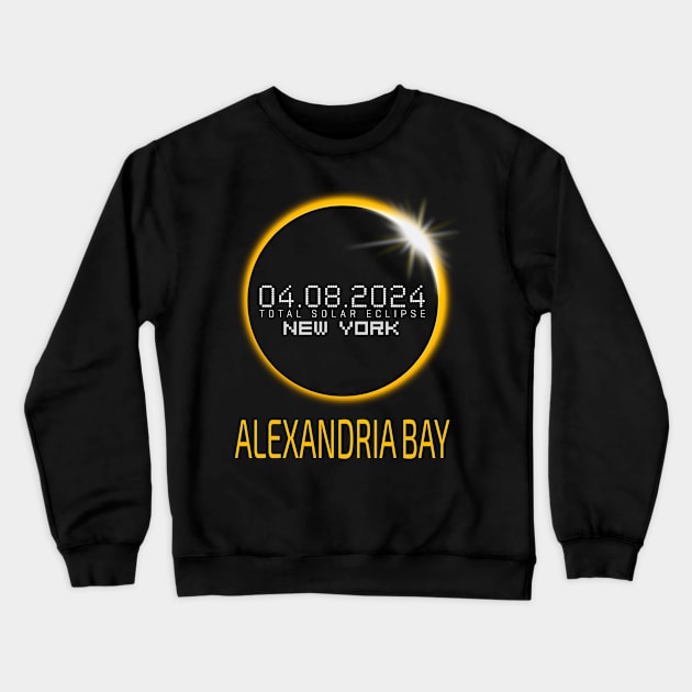 ALEXANDRIA BAY New York Total Solar Eclipse April 8 2024 Crewneck Sweatshirt by TeeaxArt